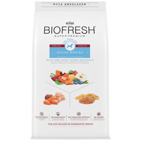 Ração Hercosul Biofresh Super Premium para Cães Sênior de Raças Médias - 10,1 Kg