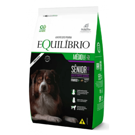 Ração Seca Total Equilíbrio Sênior Cães Idosos de Porte Médio - 12 Kg  