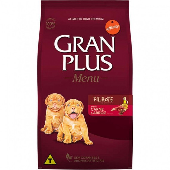 Ração GranPlus Menu para Cães Filhote Sabor Carne e Arroz