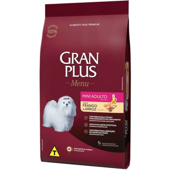 Ração GranPlus Menu para Cães Mini Adulto Sabor Frango e Arroz 