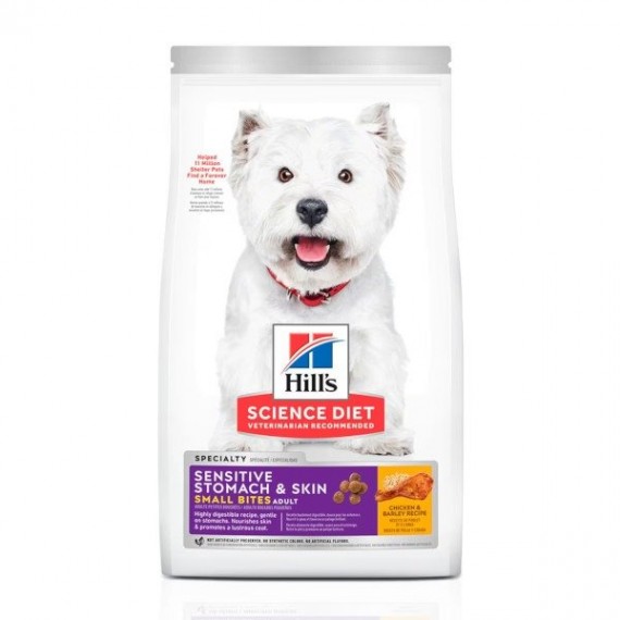 Ração Hill's Science Diet para Cães Adultos com Pele Sensível Pedaços Pequenos - 2,4Kg