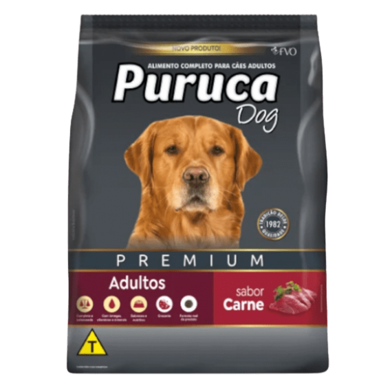 Ração Puruca Dog Premium para Cães Adultos sabor Carne - 15 Kg