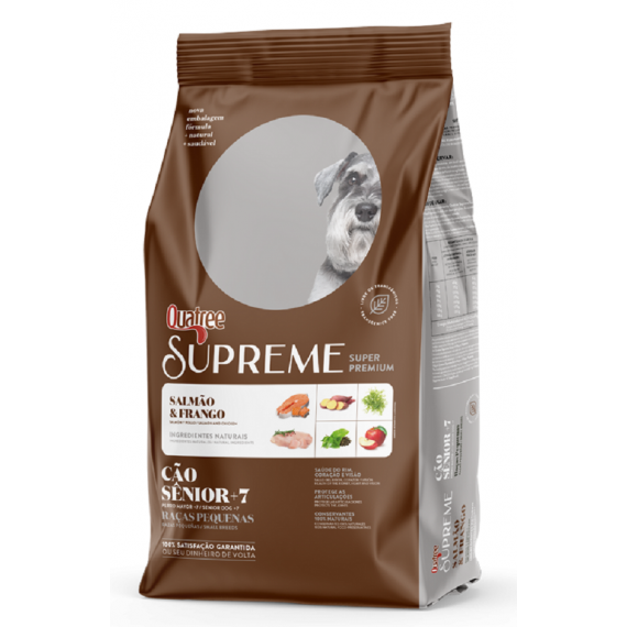 Ração Quatree Supreme Super Premium  para Cães Sênior +7 Raças Pequenas Sabor Salmão e Frango 