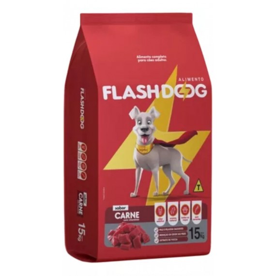 Ração Flash Dog para Cães Adultos Sabor Carne - 15Kg