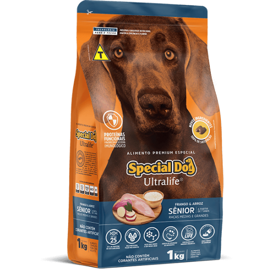 Ração Special Dog Ultralife sabor Frango & Arroz para Cães Sênior de Raças Médias e Grandes - 15 Kg