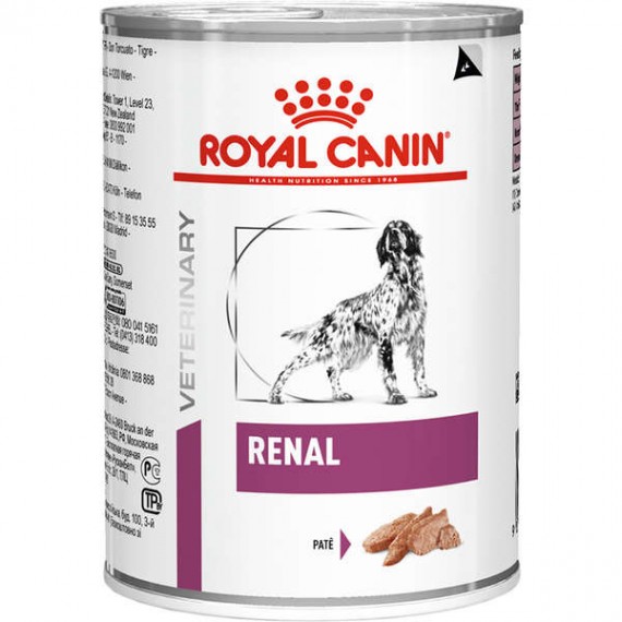 Ração Úmida Royal Canin Lata Renal Veterinary para Cães com Doenças Renais Crônicas - 410g