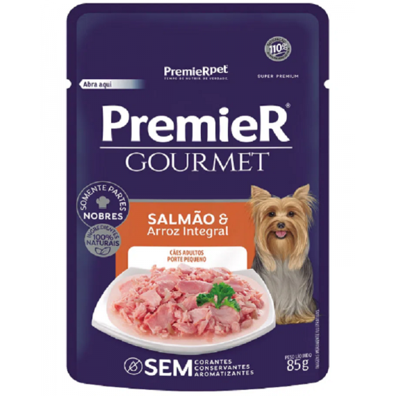 Ração Úmida Premier Gourmet Sachê para Cães Sabor Salmão e Arroz Integral - 85 g