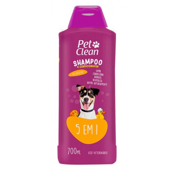 Shampoo e Condicionador pet Clean 5 em 1 para Cães e Gatos - 700 ml