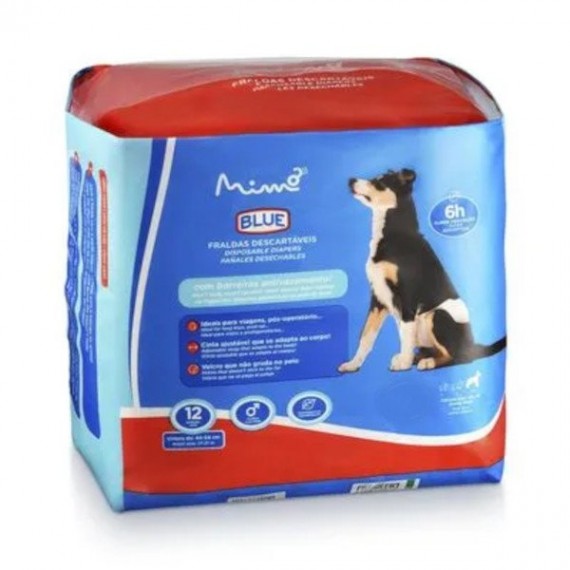 Fralda Higiênica Mimo Blue para Cães - 12 Un