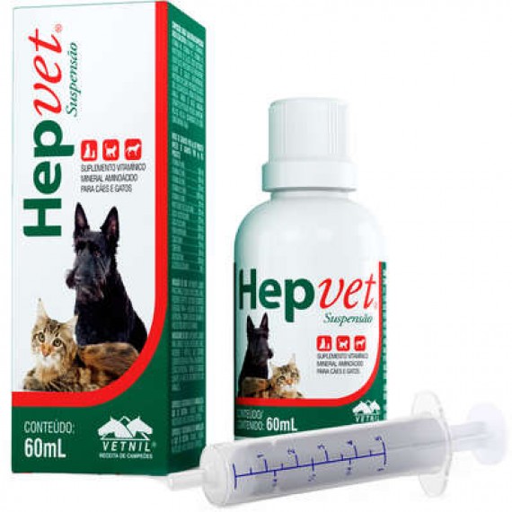 Suplemento Vitamínico Hepvet Suspensão para Cães e Gatos da Vetnil - 60 ml