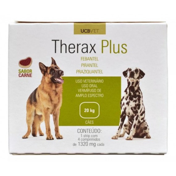 Vermífugo Therax Plus para Cães Sabor Carne - 4 Comprimidos