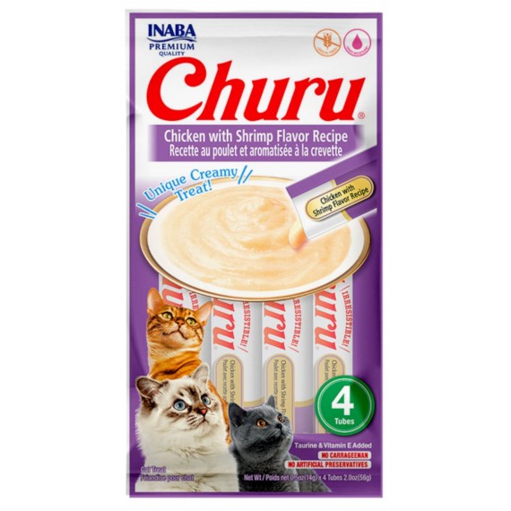 Petisco Churu Camarão e Galinha para Gatos - 56g