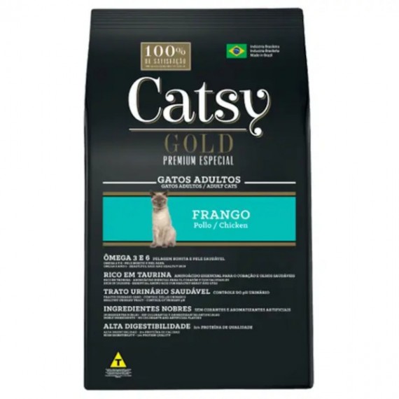  Ração Catsy Gold Premium Especial para Gatos Adultos Sabor Frango - 10,1 Kg