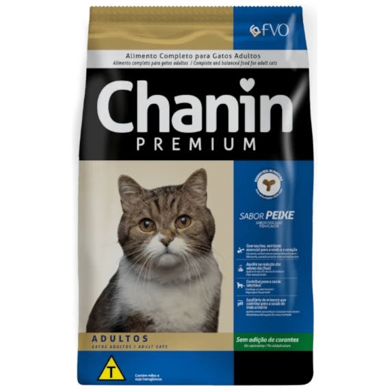 Ração Premium Chanin para Gatos Adultos sabor Peixe 