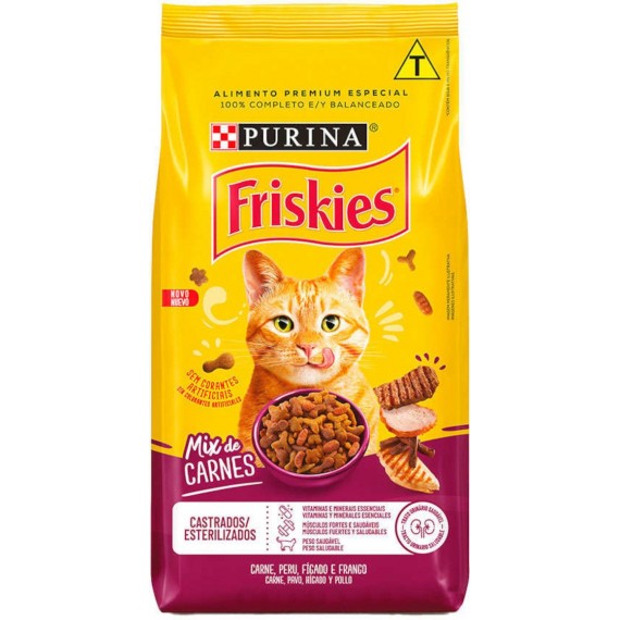 Ração Nestlé Purina Friskies Mix de Carne para Gatos Castrados - 3 Kg