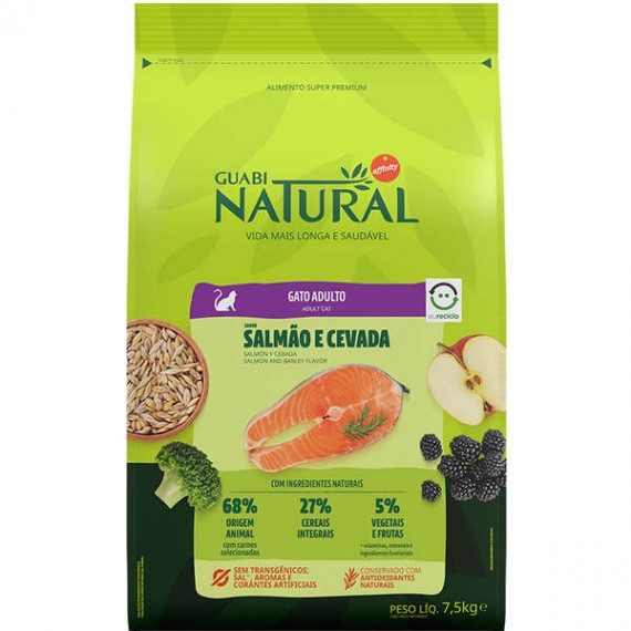 Ração Guabi Natural Salmão e Cevada para Gatos Adulto 