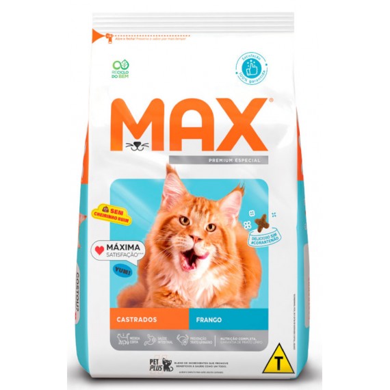  Ração Max Cat Premium Especial para Gatos Castrados sabor Frango - 10,1 Kg