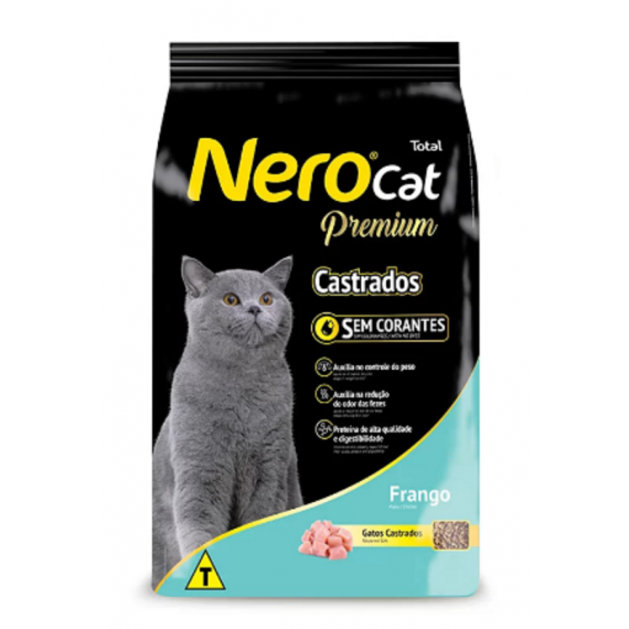 Ração Total Nero Cat Premium Sabor Frango para Gatos Castrados - 20 Kg