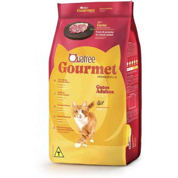 Ração Quatree Gourmet Gatos Adultos sabor Carne - 20 Kg