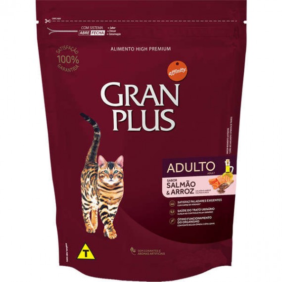 Ração Granplus High Premium Sabor Salmão e Arroz para Gatos Adultos