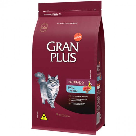 Ração Granplus High Premium Sabor Atum e Arroz para Gatos Castrados