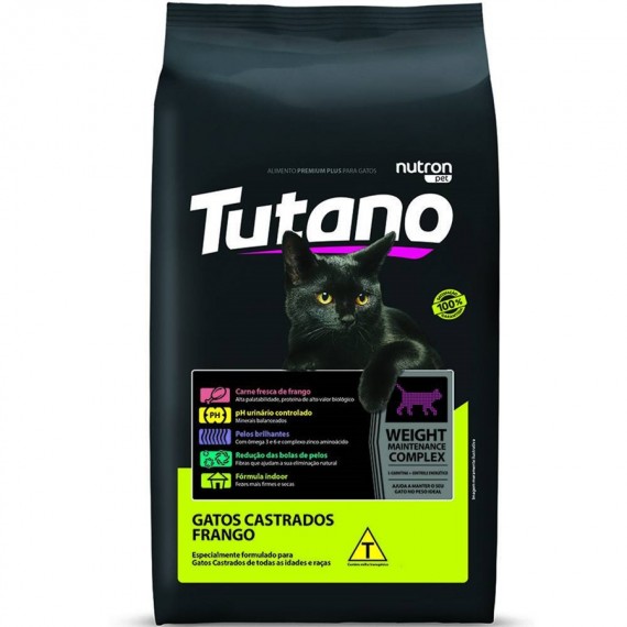 Ração Nutron Pet Tutano Premium Plus para Gatos Castrado Sabor Frango - 10Kg