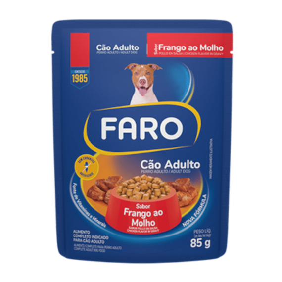 Ração Úmida Faro Sachê Sabor Frango ao Molho para Cães Adultos - 85g