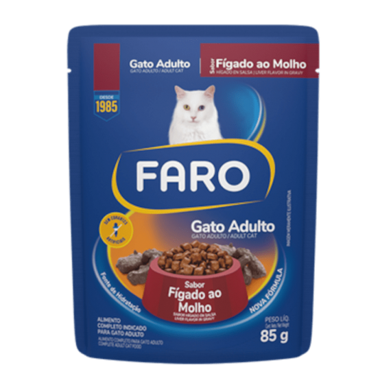 Ração Úmida Faro Sachê Sabor Figado ao Molho para Gatos Adultos - 85g