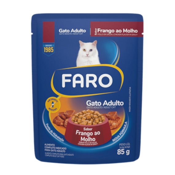 Ração Úmida Faro Sachê Sabor Frango ao Molho para Gatos Adultos - 85g