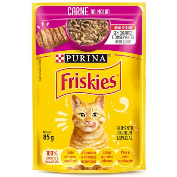 Ração Úmida Friskies Sachê Sabor Carne ao Molho para Gatos