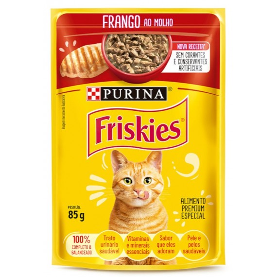 Ração Úmida Friskies Sachê Sabor Frango ao Molho para Gatos Adultos