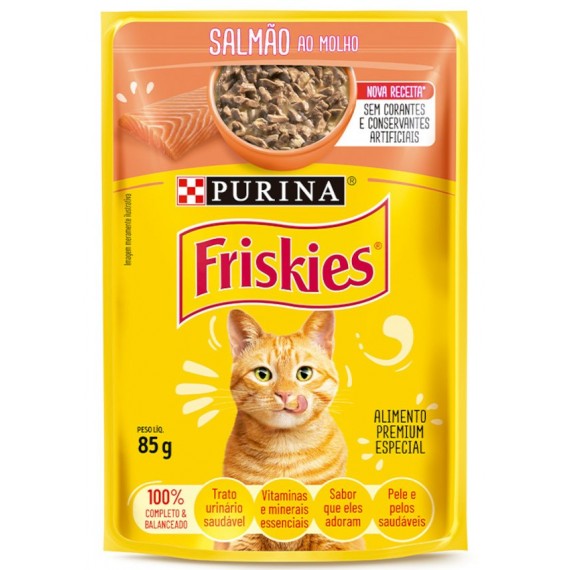 Ração Úmida Friskies Sachê Sabor Salmão ao Molho para Gatos